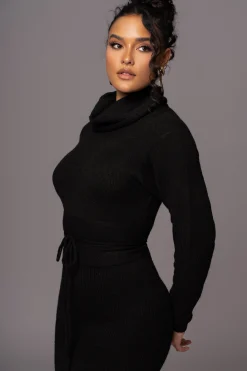 Black Aubrey Turtleneck Sweater Dress*JLUXLABEL Clearance