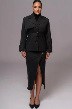 Black Audrey Suede Midi Skirt*JLUXLABEL Discount