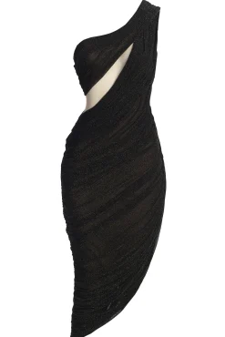 Black Aura Shimmer Midi Dress*JLUXLABEL Best