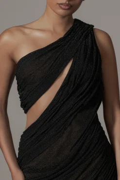 Black Aura Shimmer Midi Dress*JLUXLABEL Best