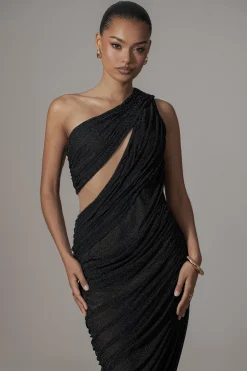 Black Aura Shimmer Midi Dress*JLUXLABEL Best