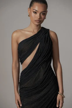 Black Aura Shimmer Midi Dress*JLUXLABEL Best