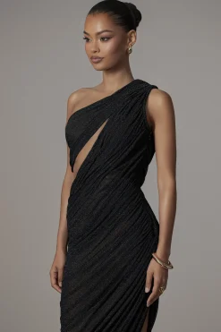 Black Aura Shimmer Midi Dress*JLUXLABEL Best