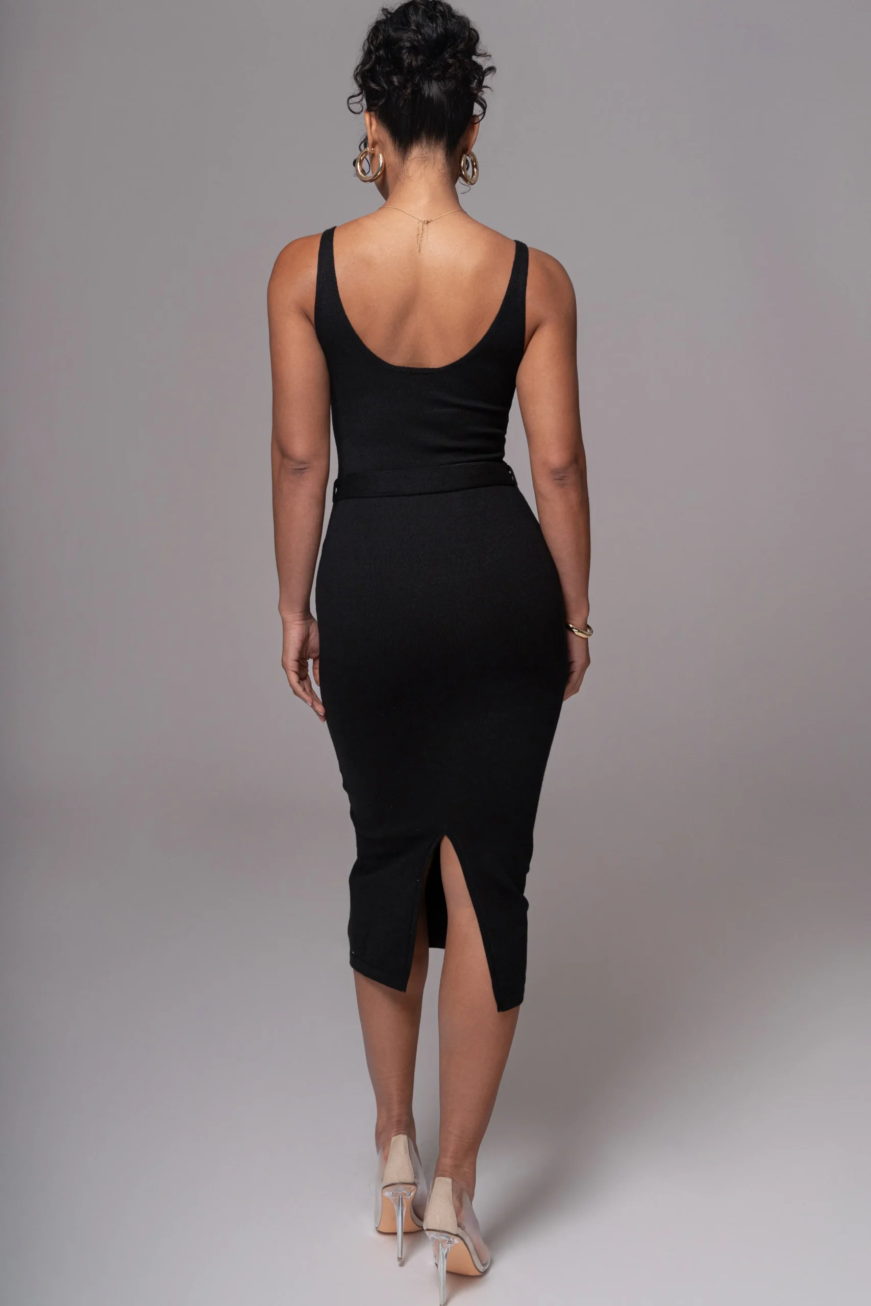 Black Belted Envy Midi Dress*JLUXLABEL Sale