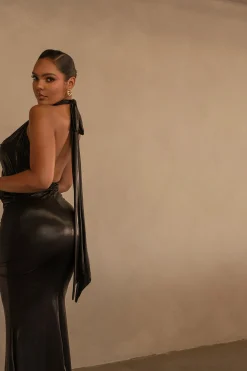 Black Bryanna Metallic Maxi Dress*JLUXLABEL Discount