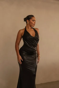 Black Bryanna Metallic Maxi Dress*JLUXLABEL Discount