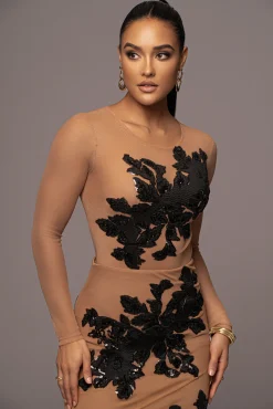 Black Charmed Embroidered Mesh Bodysuit*JLUXLABEL Fashion