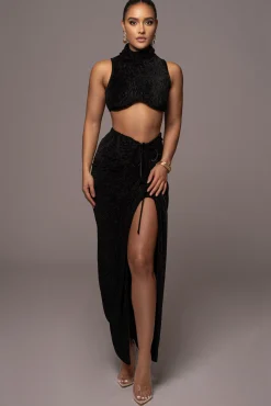 Black Chosen One Velvet Skirt Set*JLUXLABEL Sale