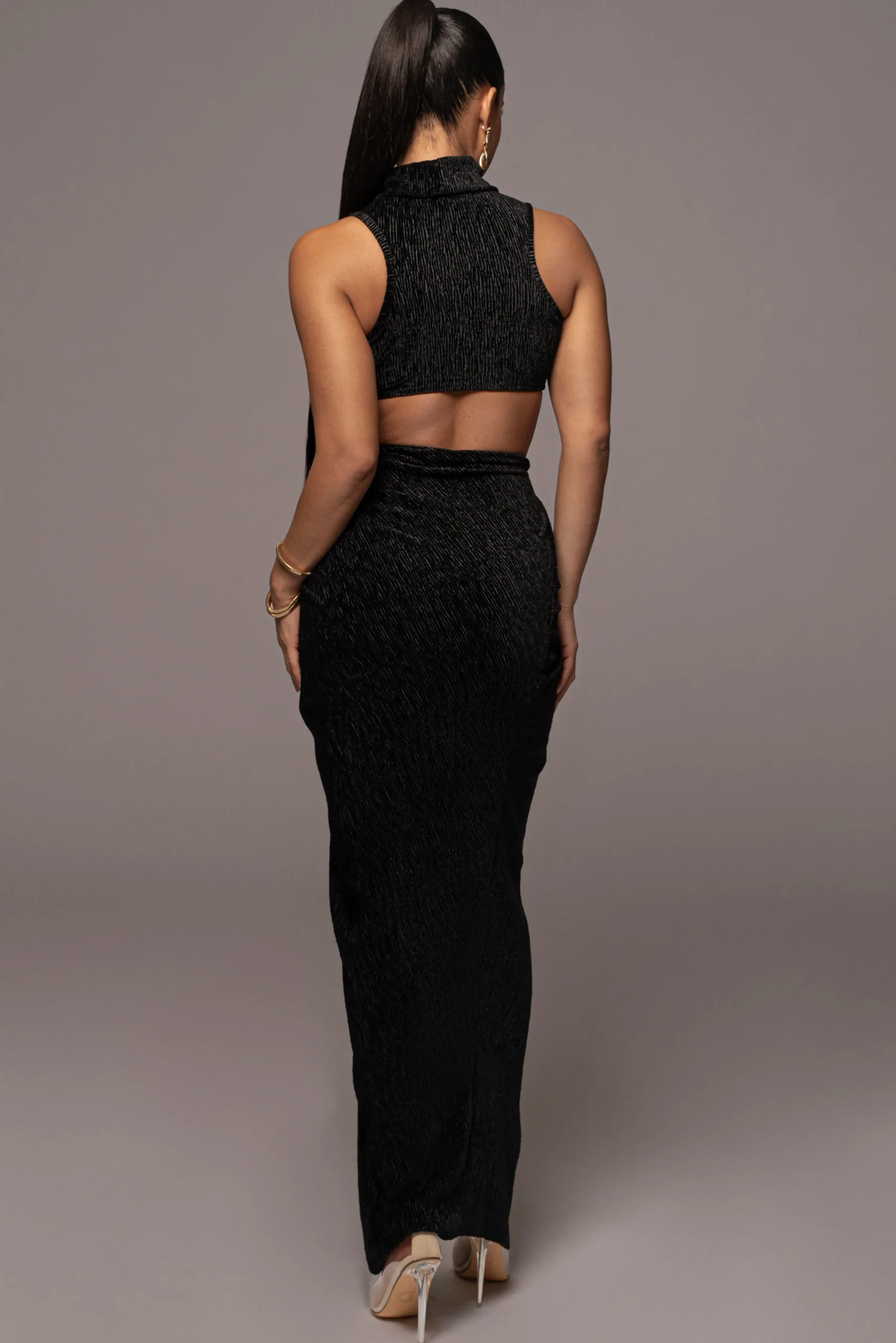 Black Chosen One Velvet Skirt Set*JLUXLABEL Sale