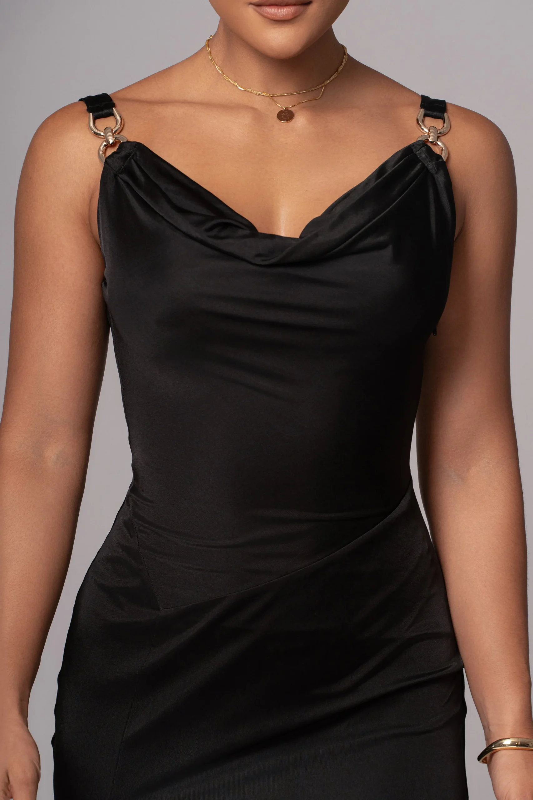 Black Cowl Neck Chain Dress*JLUXLABEL Outlet