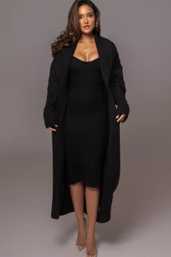 Black Daria Sweater Knit Dress*JLUXLABEL Fashion