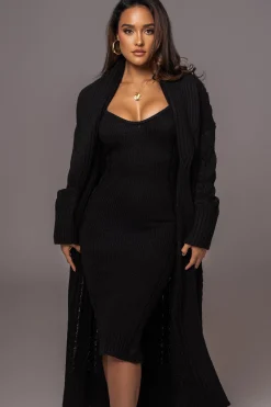 Black Daria Sweater Knit Dress*JLUXLABEL Fashion