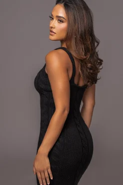 Black Daria Sweater Knit Dress*JLUXLABEL Fashion