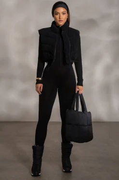 Black Delma Ribbed Puffer Vest*JLUXLABEL Outlet