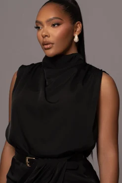 Black Desiree Mock Neck Top*JLUXLABEL Discount