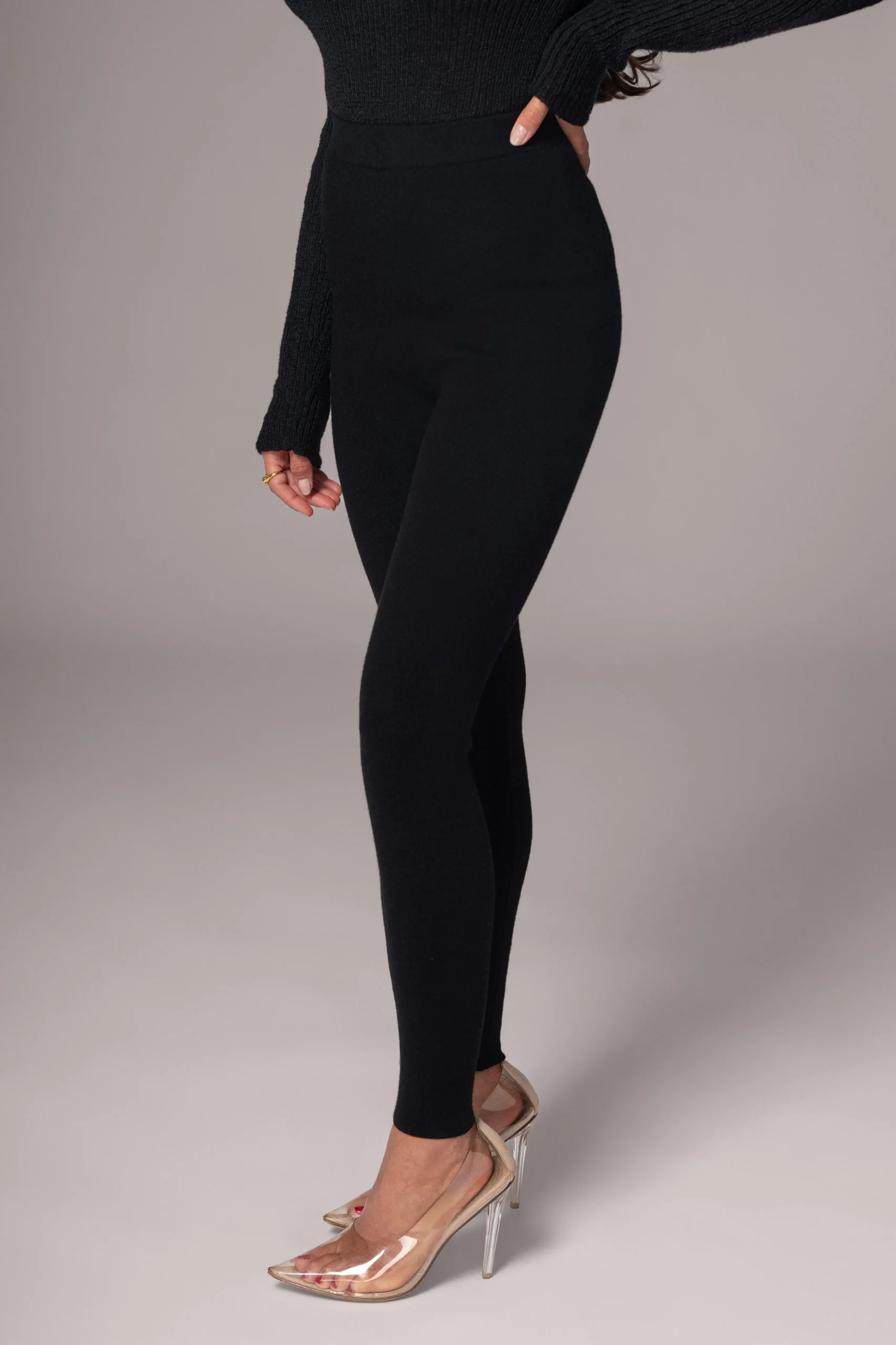 Black Effortless Knit Leggings*JLUXLABEL New