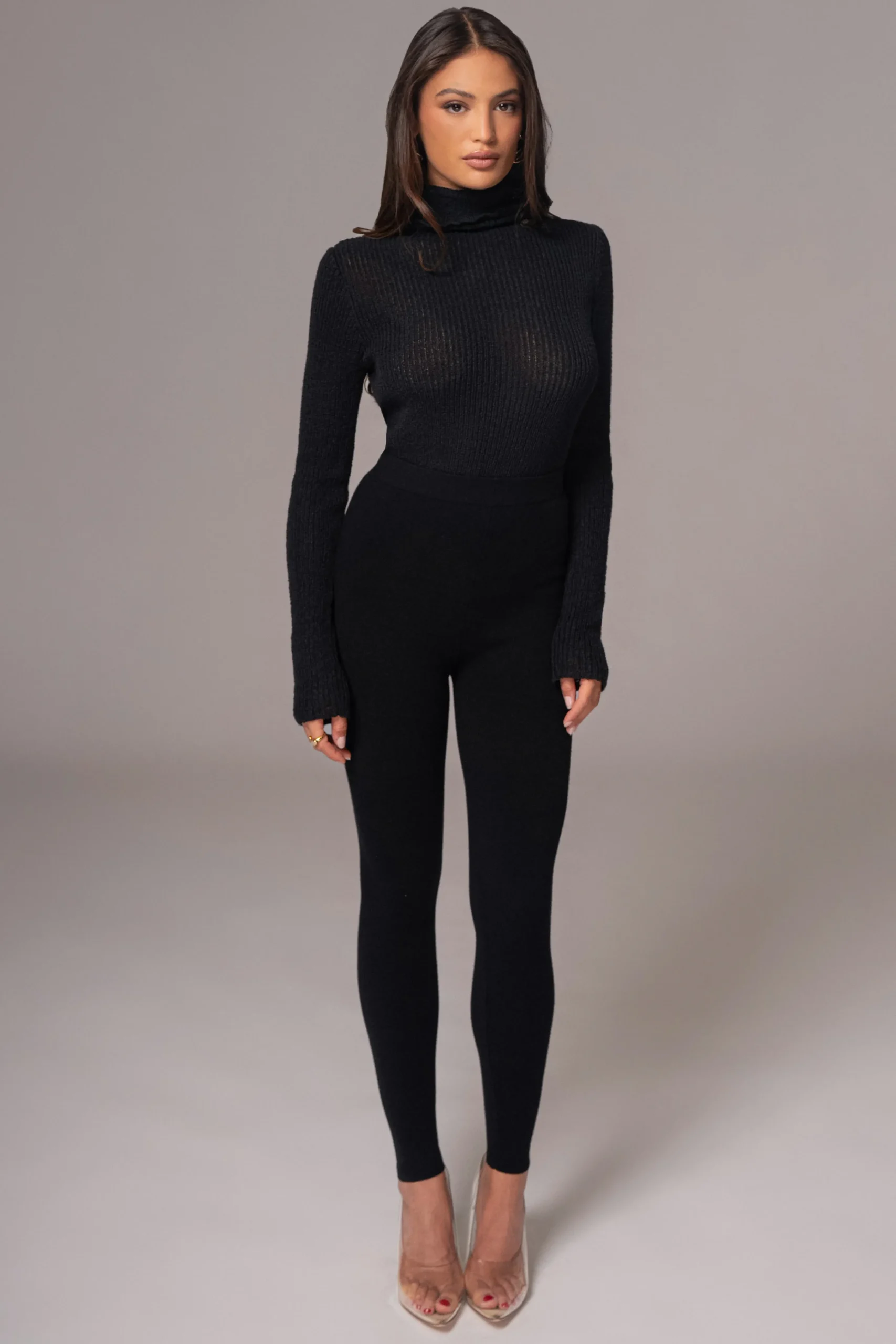 Black Effortless Knit Leggings*JLUXLABEL New