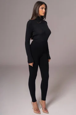 Black Effortless Knit Leggings*JLUXLABEL New