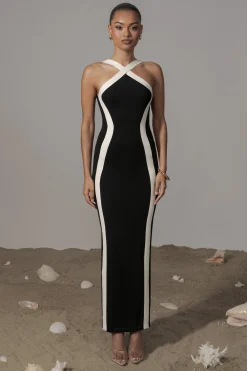 Black Fabiola Contrast Maxi Dress*JLUXLABEL Outlet