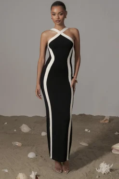 Black Fabiola Contrast Maxi Dress*JLUXLABEL Outlet