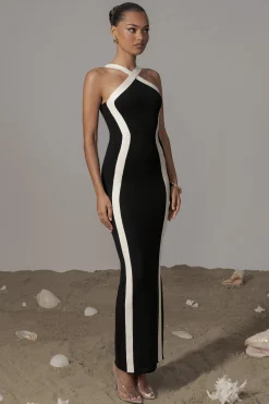 Black Fabiola Contrast Maxi Dress*JLUXLABEL Outlet