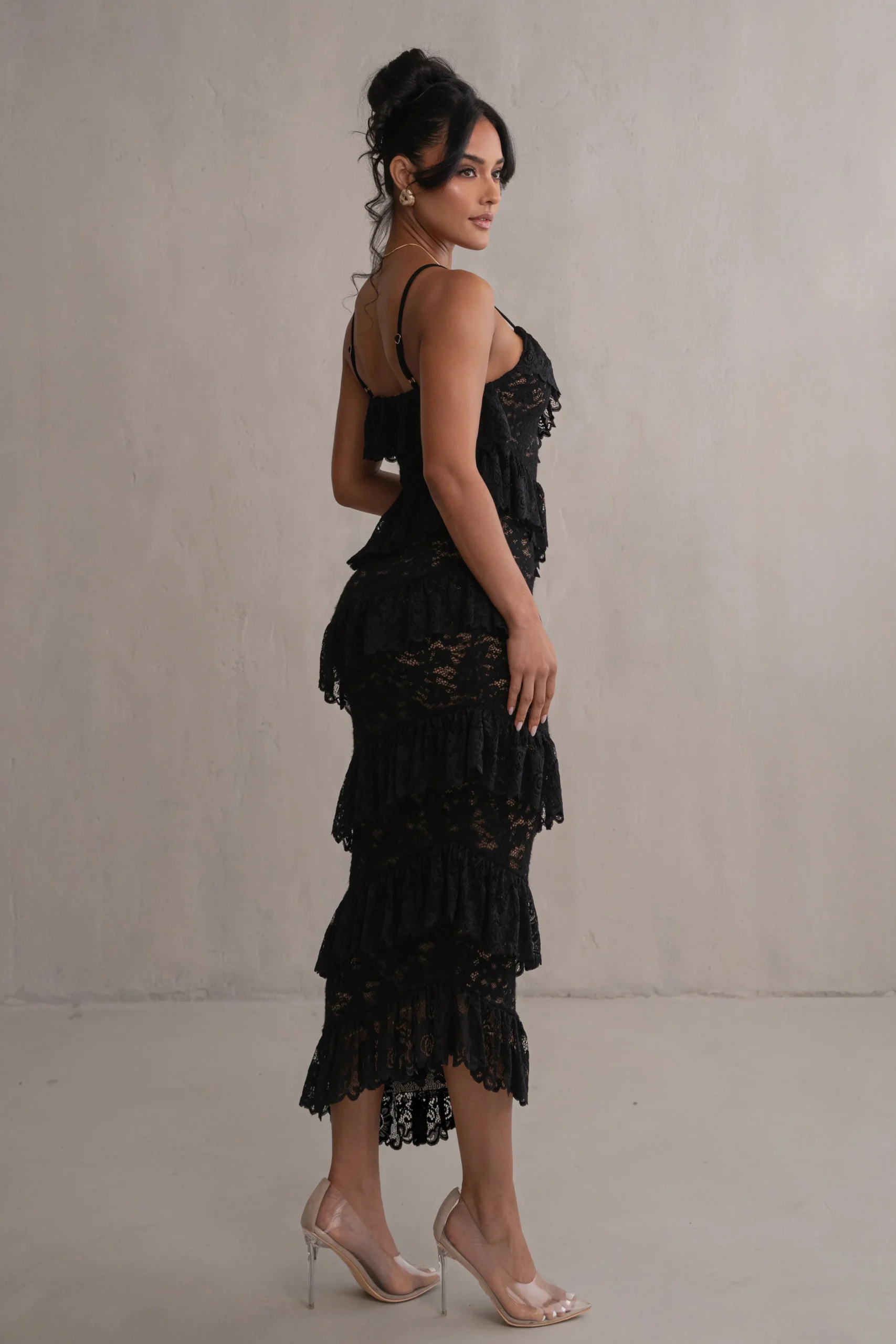 Black Feeling Of Forever Ruffle Dress*JLUXLABEL Hot