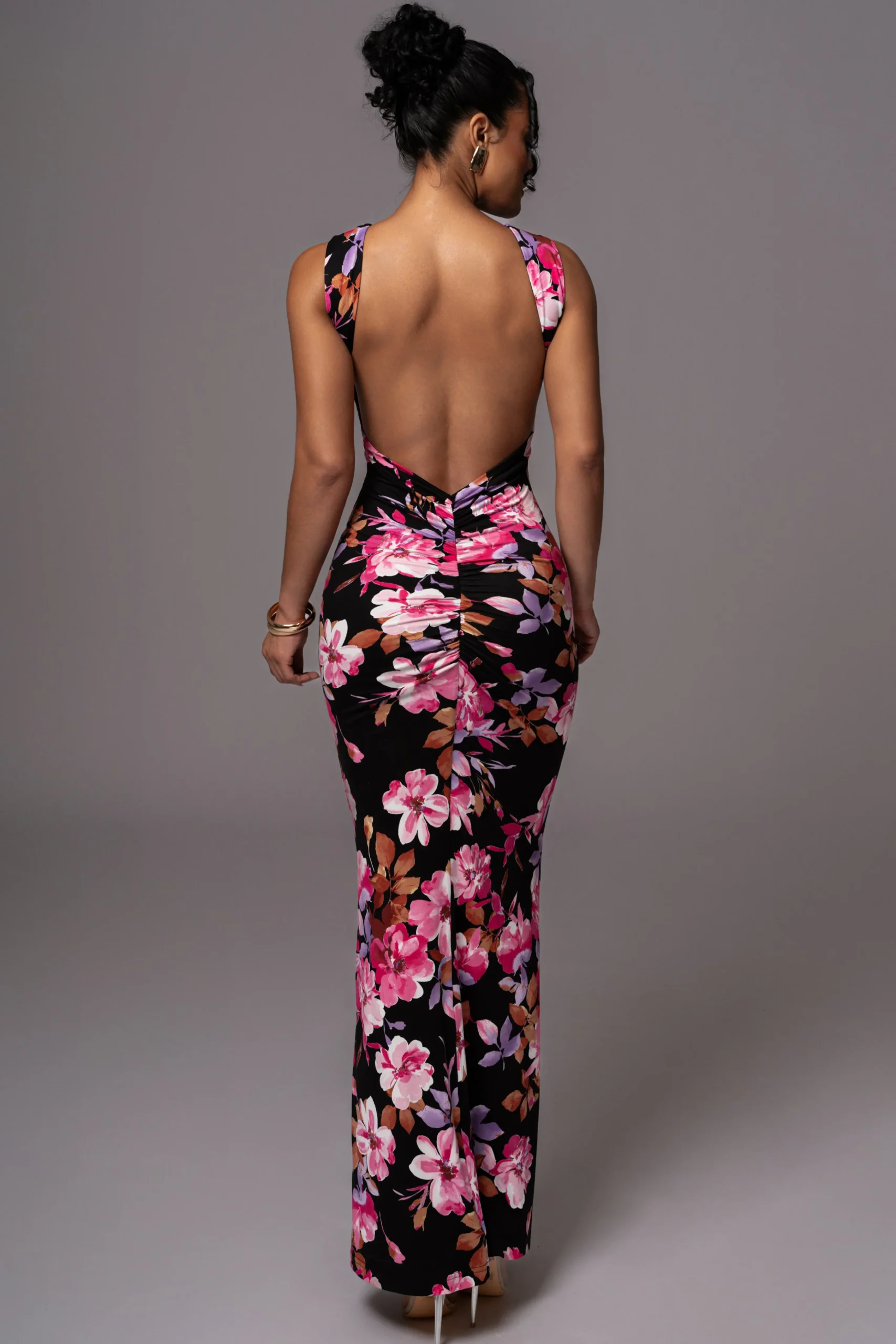 Black Floral JLUXBASIX FRONT AND CENTER MAXI DRESS*JLUXLABEL Hot