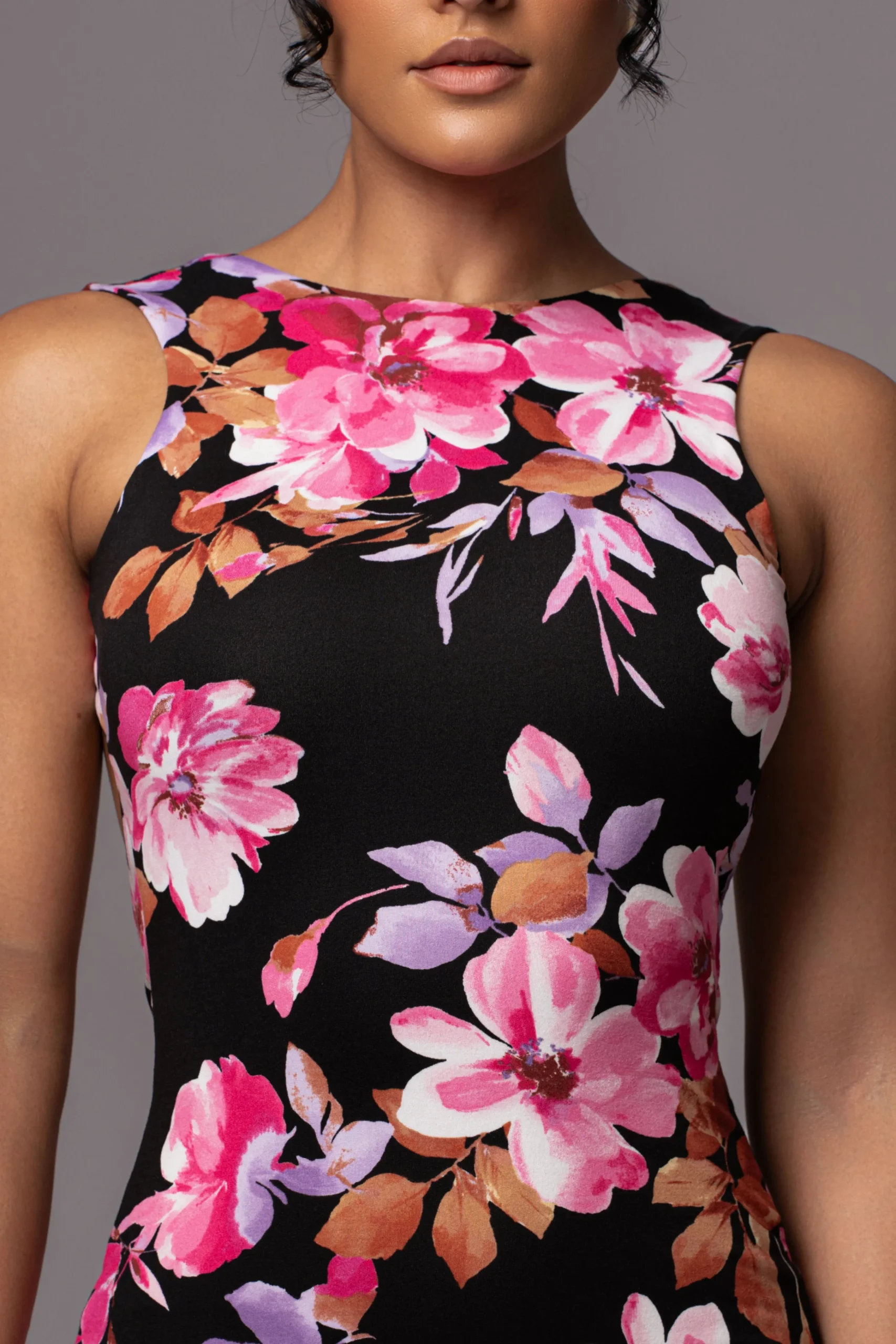 Black Floral JLUXBASIX FRONT AND CENTER MAXI DRESS*JLUXLABEL Hot