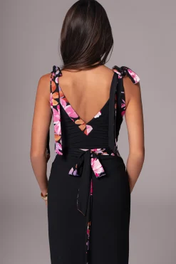 Black Floral Kamie Reversible Skirt Set*JLUXLABEL Online