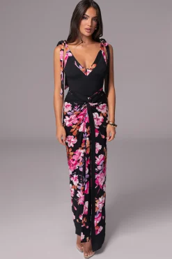 Black Floral Kamie Reversible Skirt Set*JLUXLABEL Online