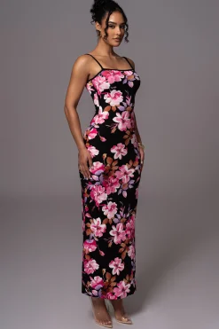Black Floral Smooth Simplicity Maxi Dress*JLUXLABEL Clearance