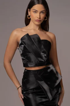 Black Gala Pleated Top*JLUXLABEL Clearance