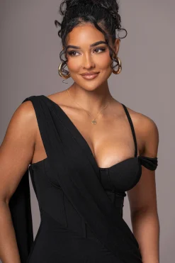 Black Grand Entrance Drape Dress*JLUXLABEL New