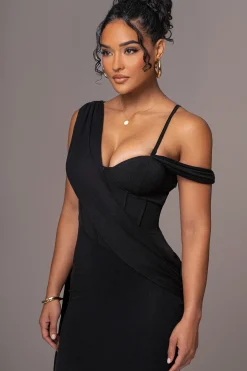 Black Grand Entrance Drape Dress*JLUXLABEL New