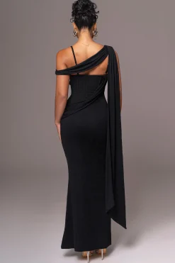 Black Grand Entrance Drape Dress*JLUXLABEL New