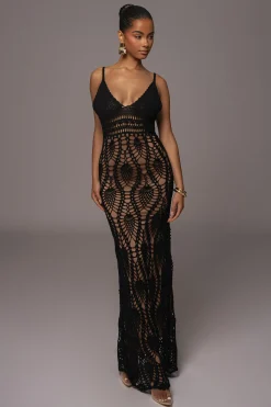 Black Great Escape Crochet Maxi Dress*JLUXLABEL Best