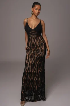 Black Great Escape Crochet Maxi Dress*JLUXLABEL Best