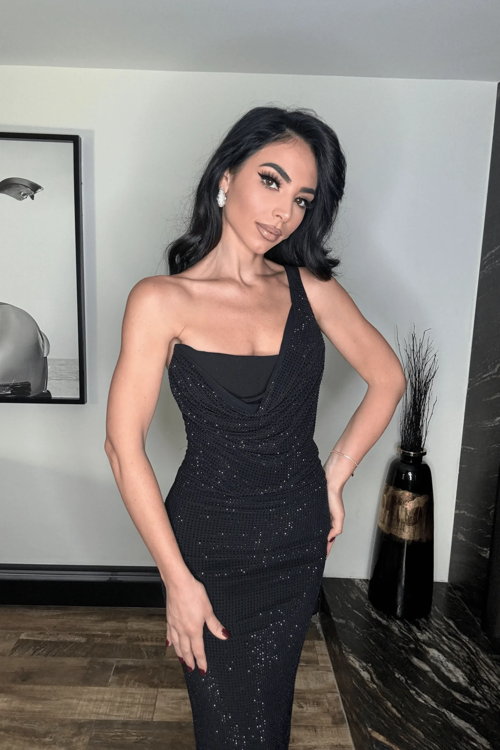 Black Hot Fix Krishna Maxi Dress*JLUXLABEL Fashion