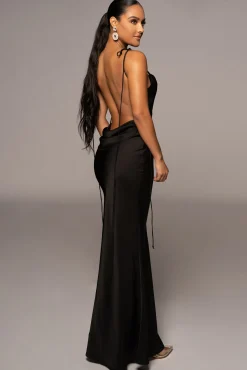 Black Irresistible Satin Maxi Dress*JLUXLABEL Discount