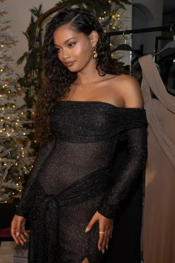 Black Island Elegance Drape Dress*JLUXLABEL Fashion