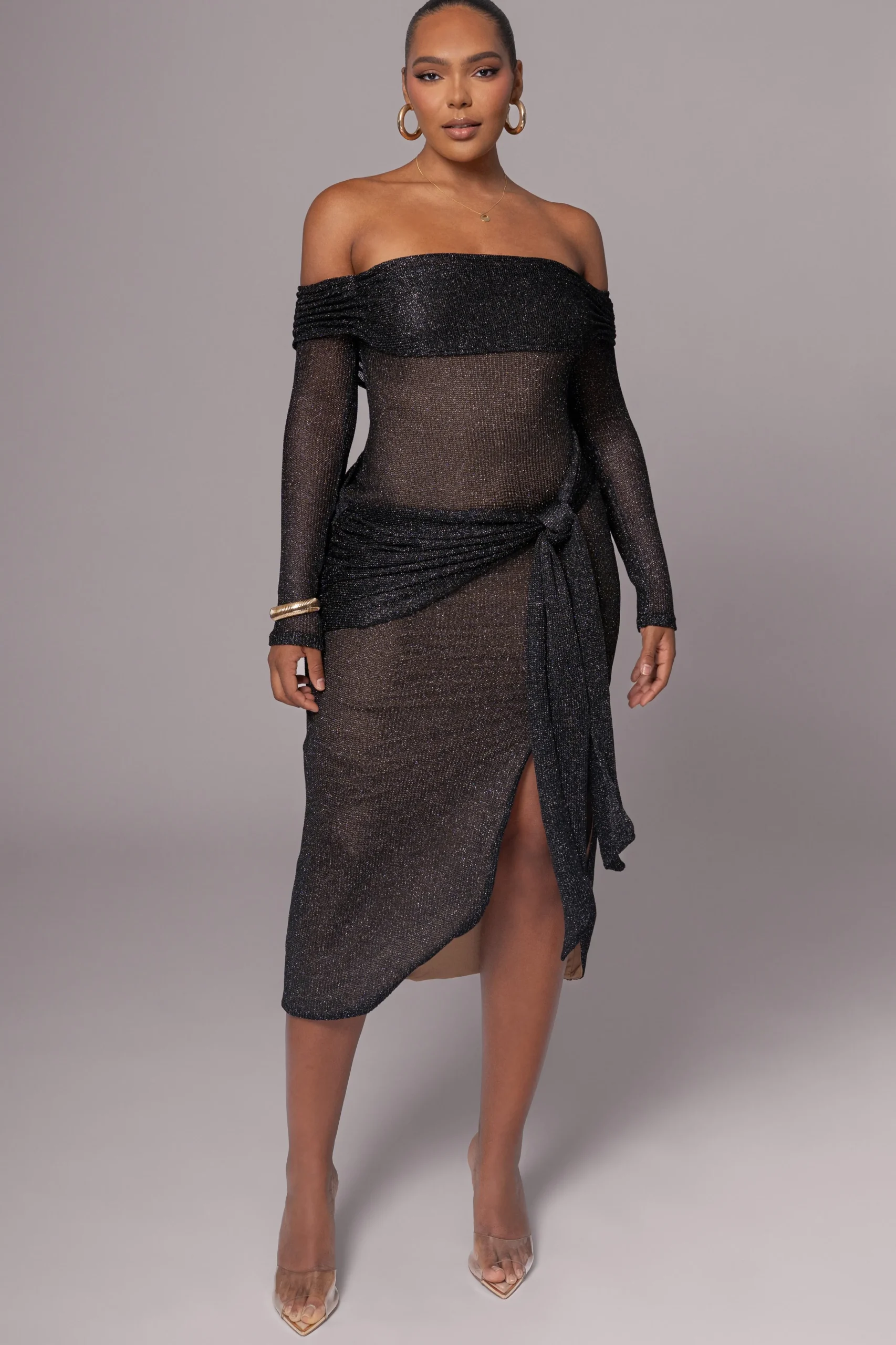 Black Island Elegance Drape Dress*JLUXLABEL Fashion