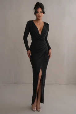 Black Jamie Plunge Maxi Dress*JLUXLABEL Sale