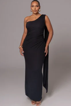 Black Kianna Drape Maxi Dress*JLUXLABEL Sale