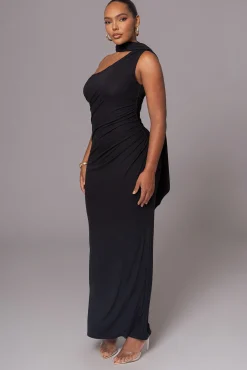 Black Kianna Drape Maxi Dress*JLUXLABEL Sale