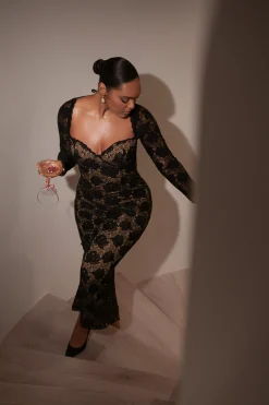 Black Lace Sweetheart Maxi Dress*JLUXLABEL Sale