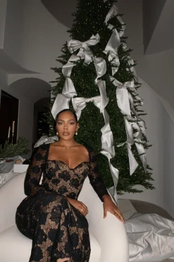 Black Lace Sweetheart Maxi Dress*JLUXLABEL Sale