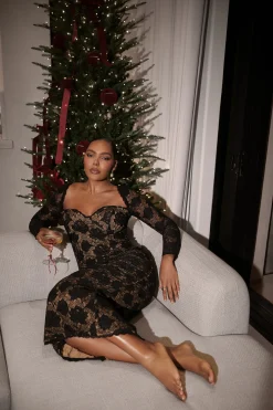 Black Lace Sweetheart Maxi Dress*JLUXLABEL Sale