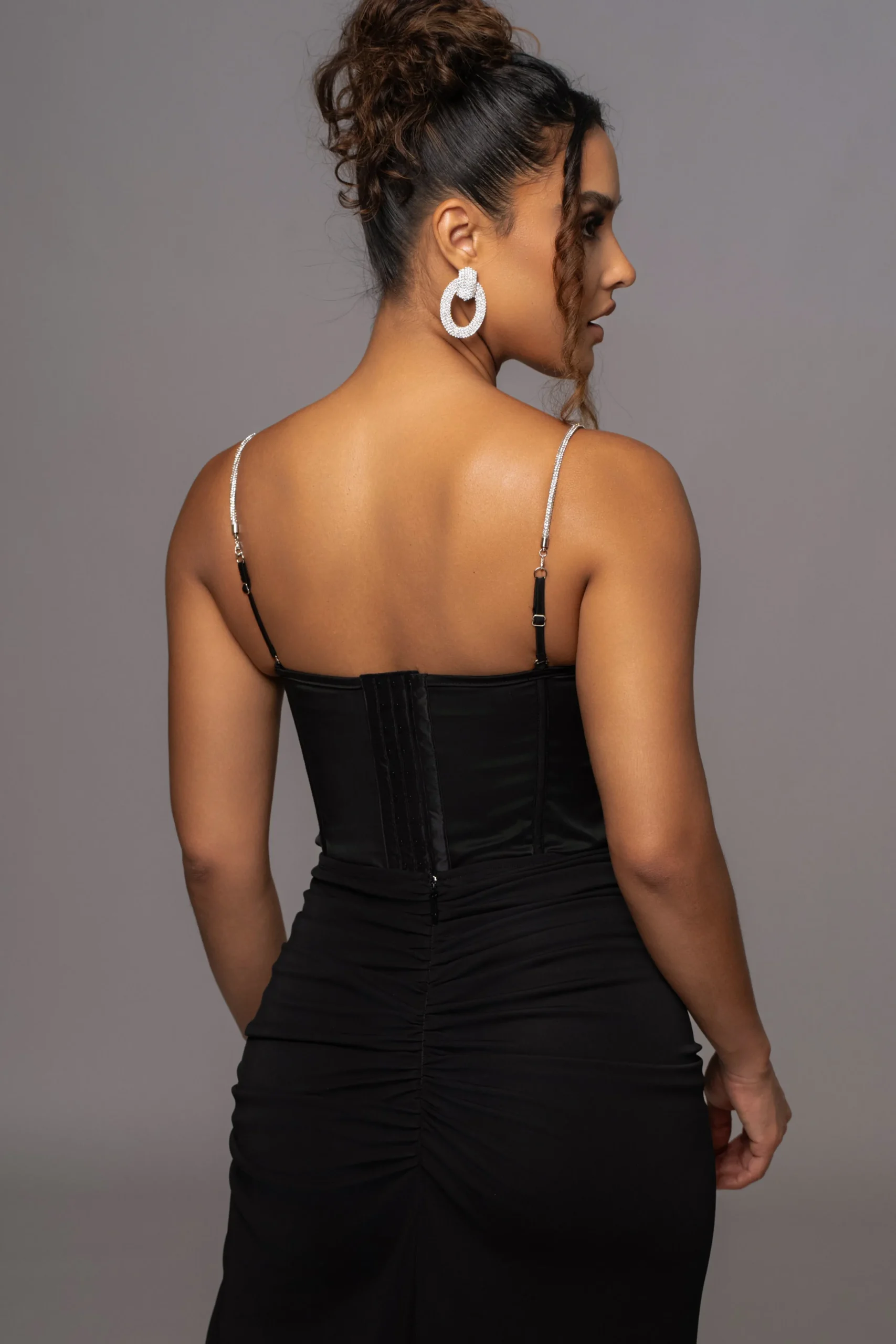 Black Leo Matte Satin Bustier*JLUXLABEL New