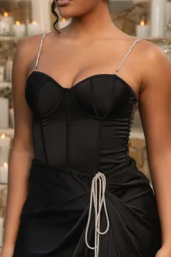 Black Leo Matte Satin Bustier*JLUXLABEL New