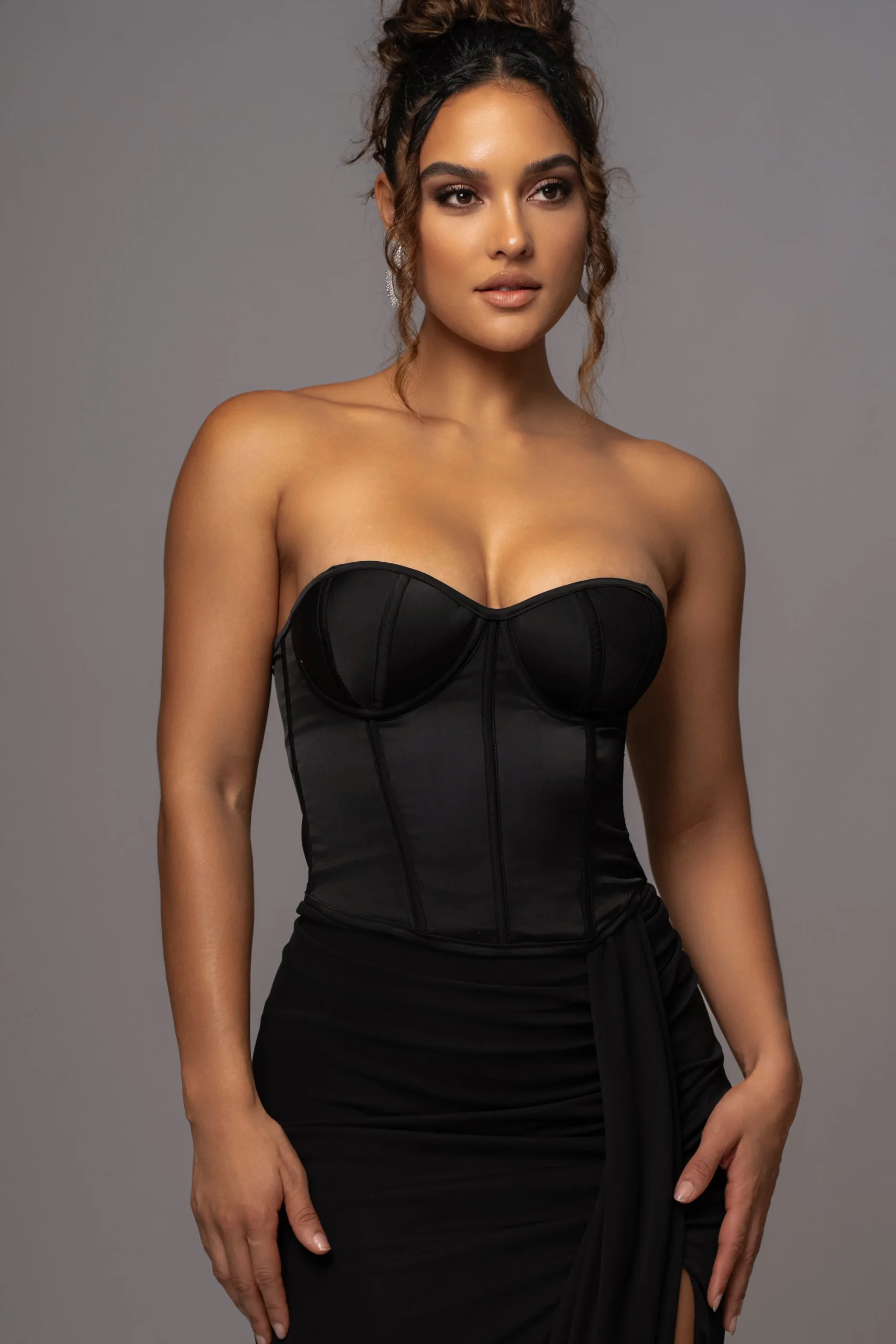 Black Leo Matte Satin Bustier*JLUXLABEL New
